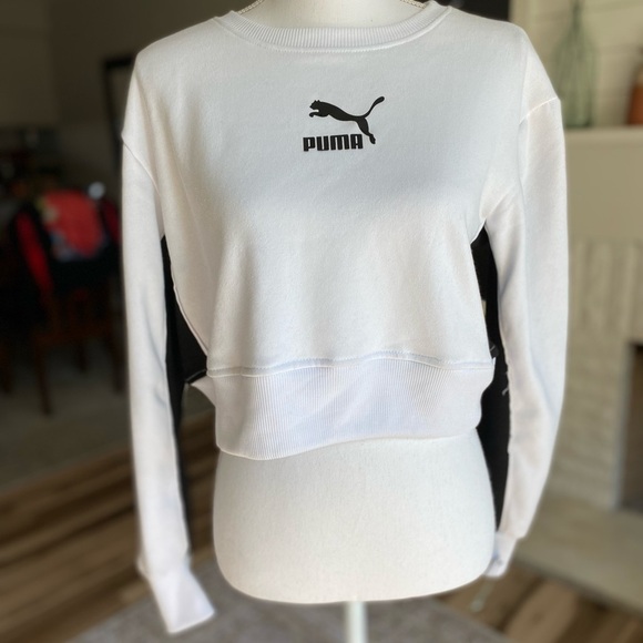 Puma crop long sleeve sweatshirt white size Xsmall NWT - Picture 9 of 9